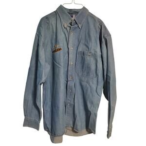 Vintage 90s Y2K Pittsburgh Steelers Embroidered Denim Long Sleeve Button Up Shir